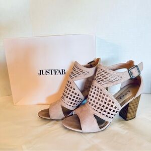 JustFab Blush Cutout Block Heel Sandals